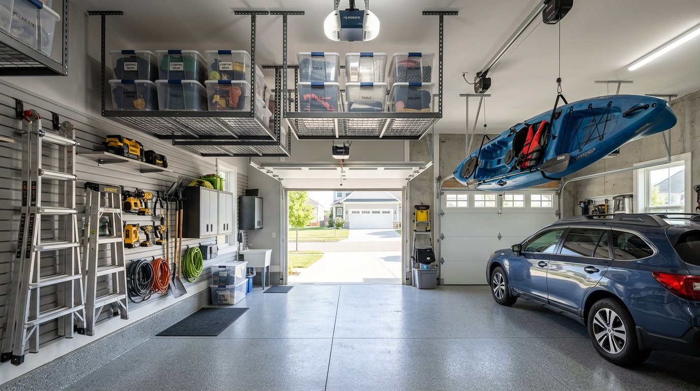 Garage Hanging Storage: Ceiling Racks, Hoists & Wall Track Guide